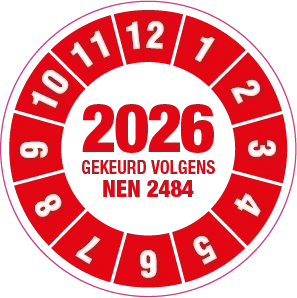 NEN-keuringssticker op een blusmiddel